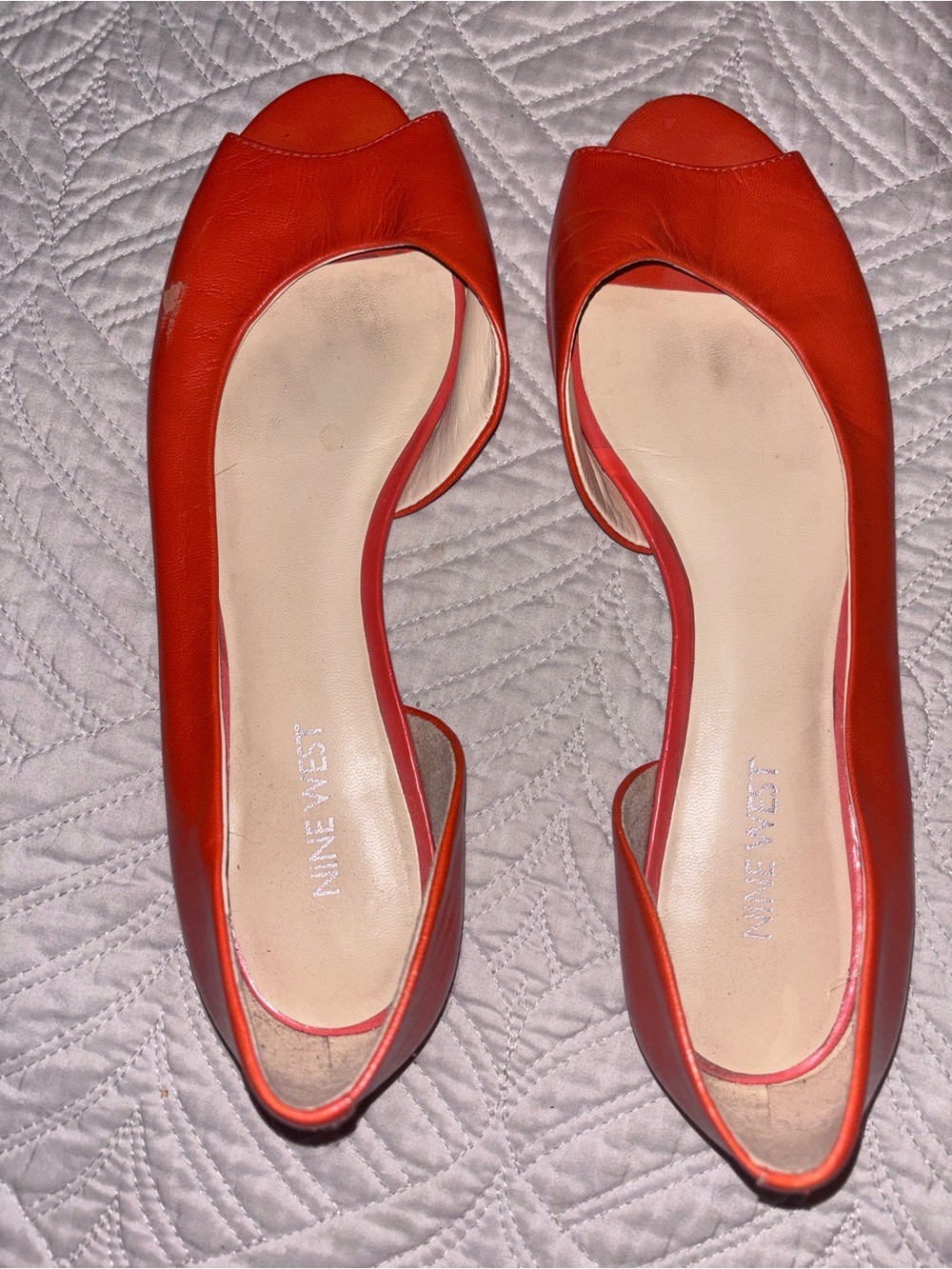 Nine West Orange D’orsay Flats sz 8 Wmn’s